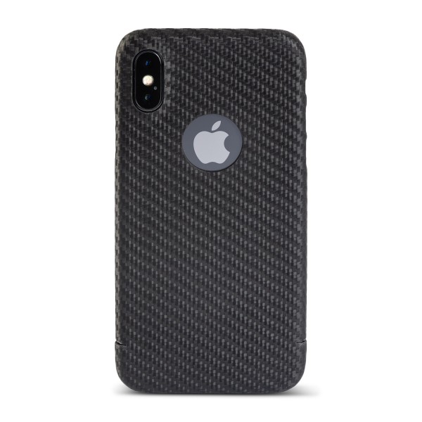 Carbon Cover iPhone X con Logo Window